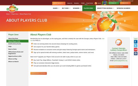 About Players Club - Georgia Lottery