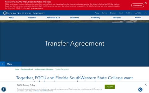 Transfer Agreement - Florida Gulf Coast University