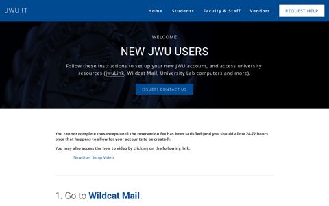 New User — JWU IT
