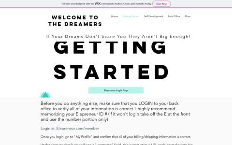Getting Started | The Dreamers - Wix.com
