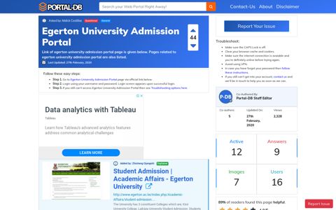 Egerton University Admission Portal
