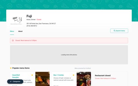 Fuji Menu - San Francisco, CA Restaurant - Order Online