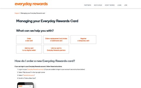 Managing your Everyday Rewards Card | Everyday Rewards