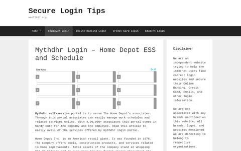 Mythdhr Login - Home Depot ESS and Schedule - Secure ...