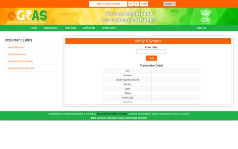Verify Payment - Egras - Tripura State Portal