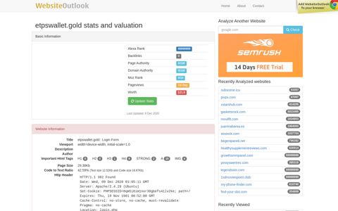 Etpswallet : etpswallet.gold:: Login Form Website stats and ...