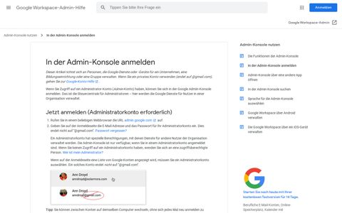 In der Admin-Konsole anmelden - Google Workspace-Admin ...