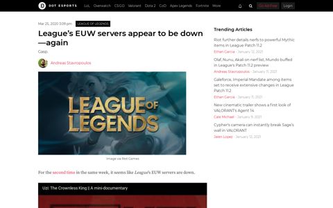 League of Legends EUW servers appear to be down again ...