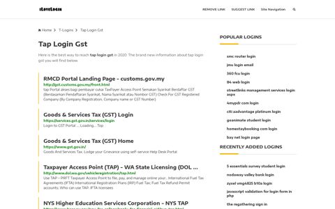 Tap Login Gst ❤️ One Click Access - iLoveLogin