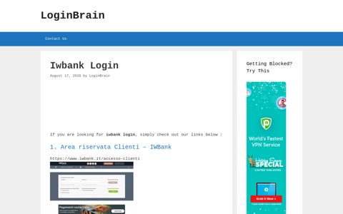 Iwbank - Area Riservata Clienti - Iwbank - LoginBrain
