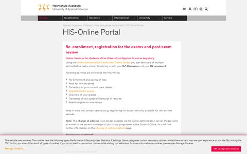 HIS-Online Portal - Hochschule Augsburg