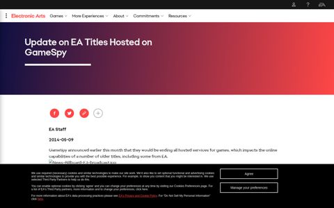 Update on EA Titles Hosted on GameSpy