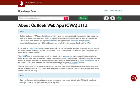 About Outlook Web App (OWA) at IU - IU Knowledge Base
