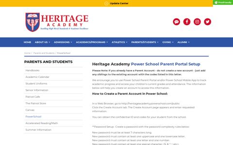 PowerSchool Portal - Heritage Academy