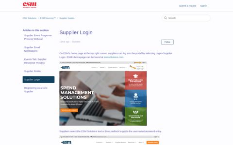 Supplier Login – ESM Solutions