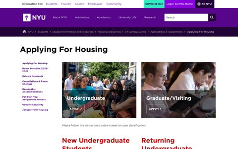 Applying For Housing - NYU