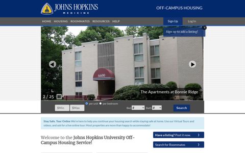 Johns Hopkins Medicine | Off Campus Housing Search