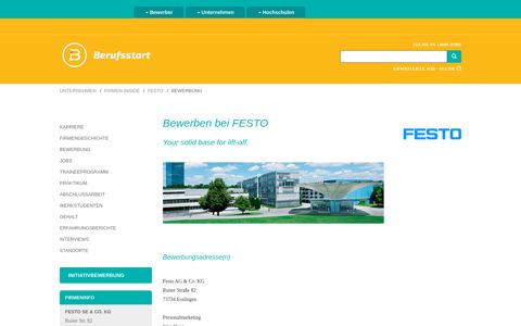 Bewerben bei FESTO | Berufsstart.de