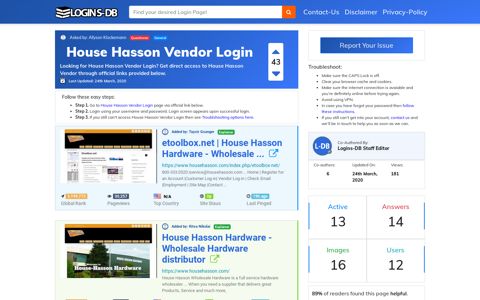 House Hasson Vendor Login - Logins-DB