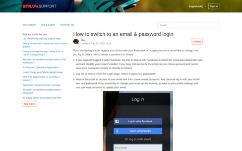How to switch to an email & password login – Strava Support