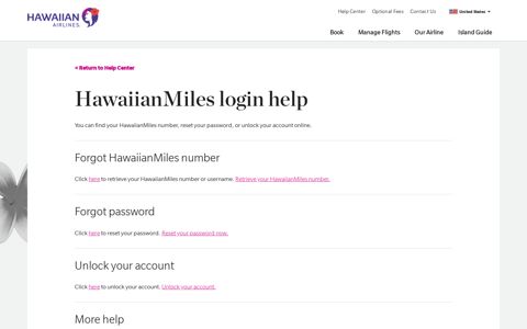 HawaiianMiles login help - Hawaiian Airlines