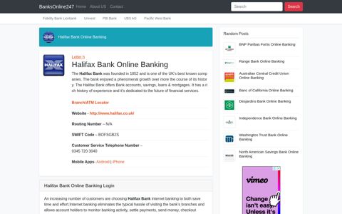 Halifax Bank Online Banking Login - Online Banking Information