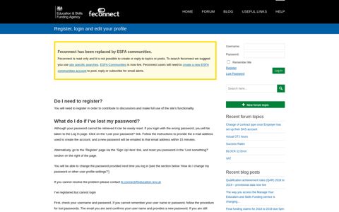 Register, login and edit your profile – feconnect