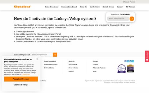 How do I activate the Linksys Velop system? | Gigaclear