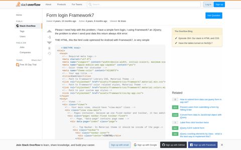 Form login Framework7 - Stack Overflow
