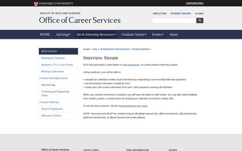 Interview Stream | Office of Career Services