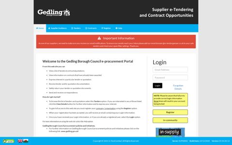 Gedling Borough Council e-procurement Portal - Home - In-tend