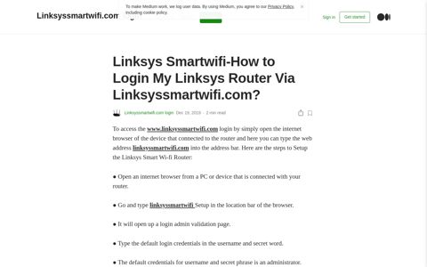 Linksys Smartwifi-How to Login My Linksys Router Via ...