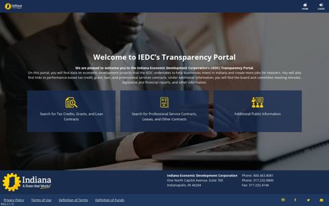 IEDC Transparency Portal | Home - IN.gov