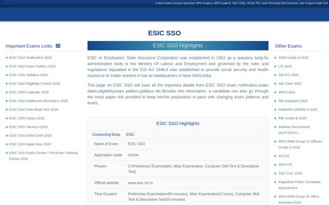 ESIC SSO Recruitment 2020: Notifications, Exam Dates ...