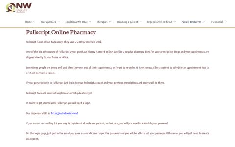 Fullscript Online Pharmacy | NW Integrative Medicine