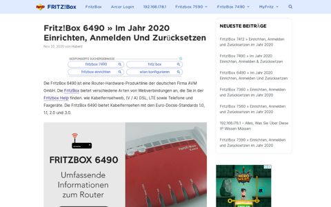 Fritz!Box 6490 » Im Jahr 2020 Einrichten, Anmelden Und ...