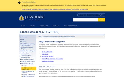 403(b) Retirement Savings Plan - Johns Hopkins Medicine