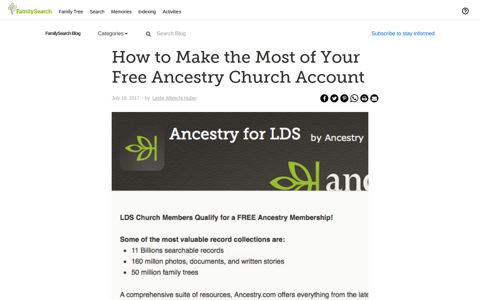 Making the Most of Your Free Ancestry Church Account