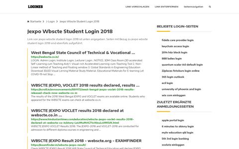Jexpo Wbscte Student Login 2018 | Allgemeine Informationen ...
