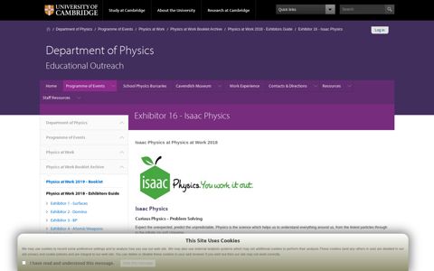 Exhibitor 16 - Isaac Physics — Department of Physics