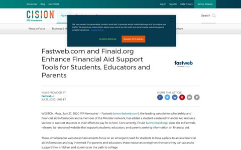 Fastweb.com and Finaid.org Enhance Financial Aid Support ...