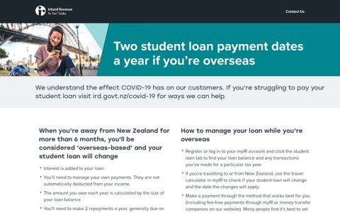 Student loan overseas-based customers - Ird