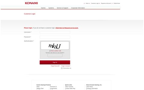 Konami Gaming, Inc. | Customer Login