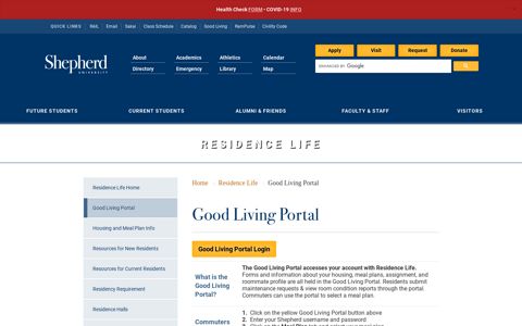 Residencelife | Good Living Portal - Shepherd University
