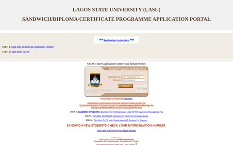 lasu sandwich/diploma/certificate application portal