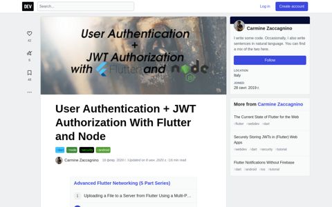 User Authentication + JWT Authorization With Flutter and Node