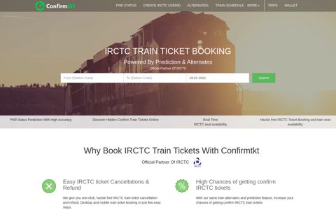 IRCTC Train Ticket booking and Reservation - Confirm Ticket