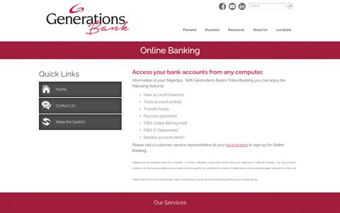 Personal Online Banking - Generations Bank (formerly First ...