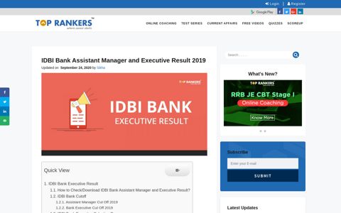 IDBI Bank Executive & Asst Manager Result 2019 - Merit List ...