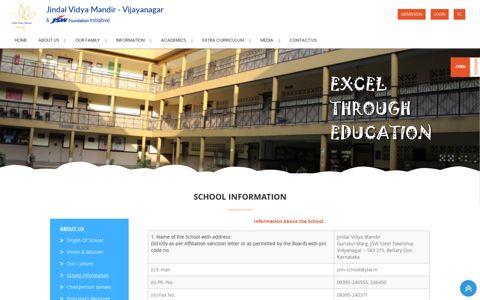 School Information - Jindal Vidya Mandir Vidyanagar